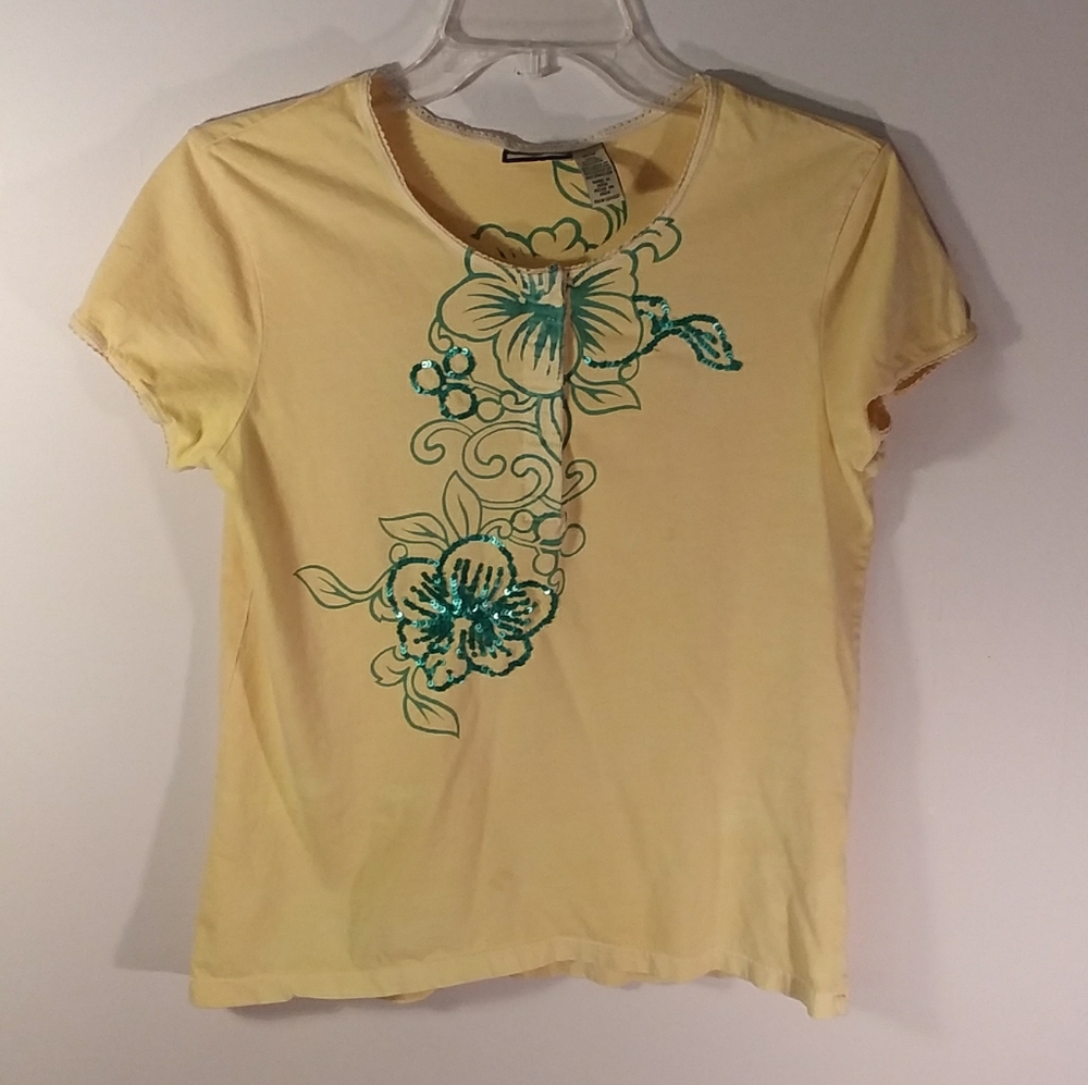 S380. Caribbean Joe. Med. Pullover yellow blouse